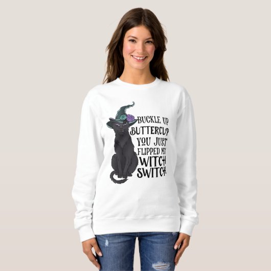Funny Black Cat Halloween Sweatshirt (Vorne ganz)