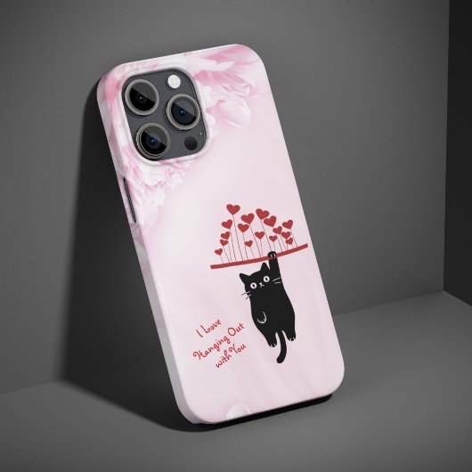 Funny Black Cat Hanging Out Valentine's Day iPhone Hülle
