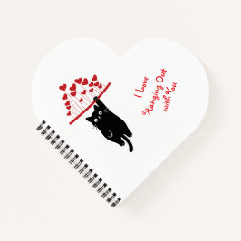 Funny Black Cat Hanging Out Valentine's Day Notizblock