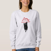 Funny Black Cat Hanging Out Valentine's Day Sweatshirt (Vorderseite)