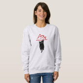 Funny Black Cat Hanging Out Valentine's Day Sweatshirt (Vorne ganz)