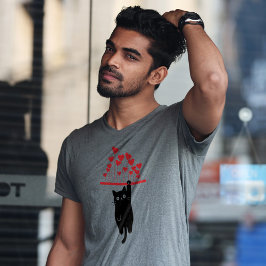 Funny Black Cat Hanging Out Valentine's Day T-Shirt