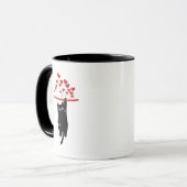 Funny Black Cat Hanging Out Valentine's Day Tasse (Vorderseite Links)