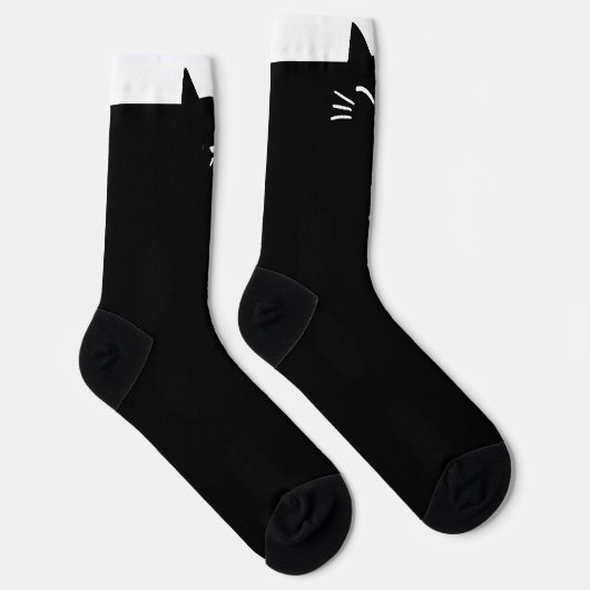 Funny Black Cat Head Socks Socken (Rechts)