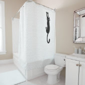 Funny Black Cat hing weiter | Crazy Kitty Duschvorhang (Beispiel)