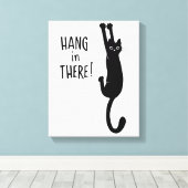 Funny Black Cat hing weiter | Hang da rein! Leinwanddruck (Insitu (Holzboden))