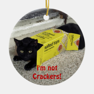Funny Black Cat Holiday Keramikornament