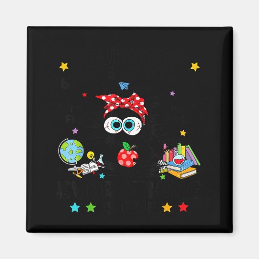 Funny Black Cat I Survived 67 Days Of School I'm F Magnet (Vorne)