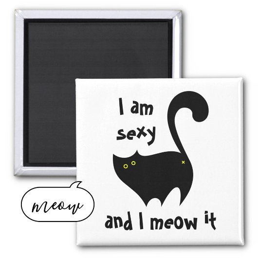 Funny Black Cat Ich bin sexy und ich meine es Magnet