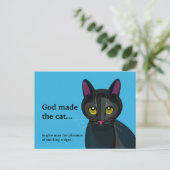 Funny Black Cat Illustration Postkarte (Stehend Vorderseite)