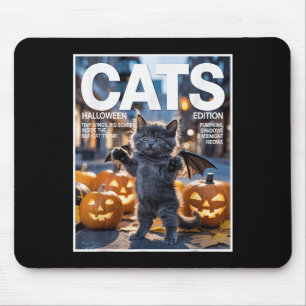 Funny Black Cat in Bat Kostüm Niedlich Halloween Z Mousepad