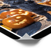 Funny Black Cat in Bat Kostüm Niedlich Halloween Z Poster (Ecke)