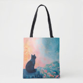 Funny Black Cat in Nature Tasche (Vorderseite)