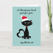 Funny Black Cat in Weihnachtsmannmütze Weihnachtsk Karte (Vorderseite)