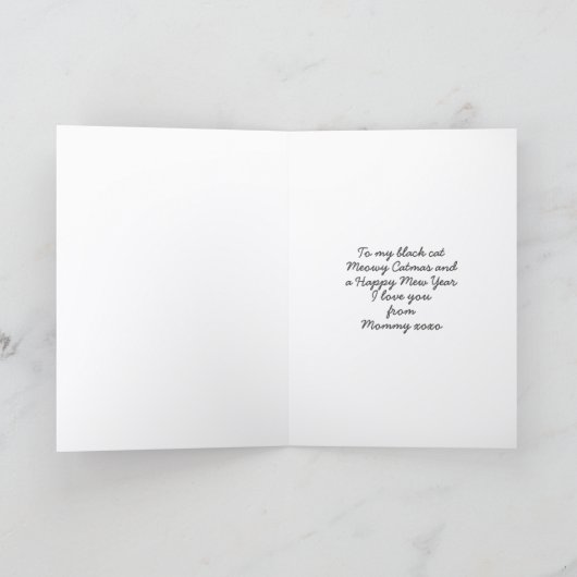 Funny Black Cat in Weihnachtsmannmütze Weihnachtsk Karte (Innenseite)
