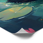 Funny Black cat is swimming  Poster (Ecke)