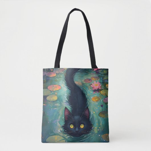 Funny Black cat is swimming Tasche (Vorderseite)