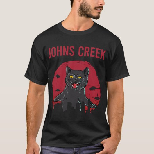 Funny Black Cat Johns Creek T-Shirt (Vorderseite)