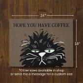 Funny Black Cat Kaffee 18x24" Willkommenstext Fußmatte