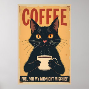 Funny Black Cat Kaffee Art - Kaffee weil Mord Poster