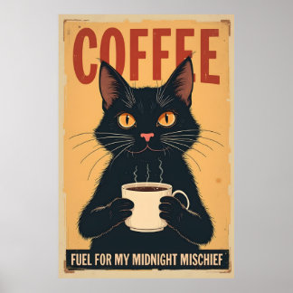 Funny Black Cat Kaffee Art - Kaffee weil Mord Poster