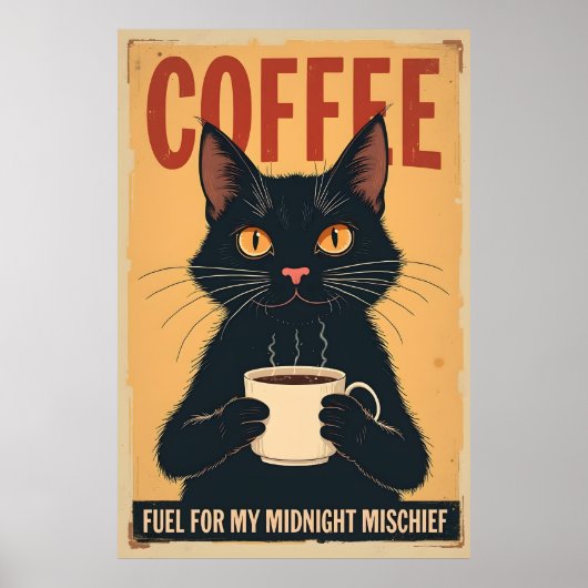 Funny Black Cat Kaffee Art - Kaffee weil Mord Poster (Vorne)