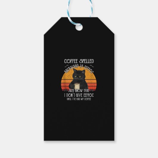 Funny Black Cat Kaffee rückwärts geschrieben ist e Geschenkanhänger (Vorderseite)