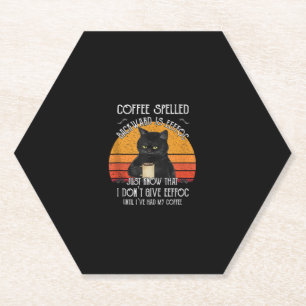 Funny Black Cat Kaffee rückwärts geschrieben ist e Untersetzer