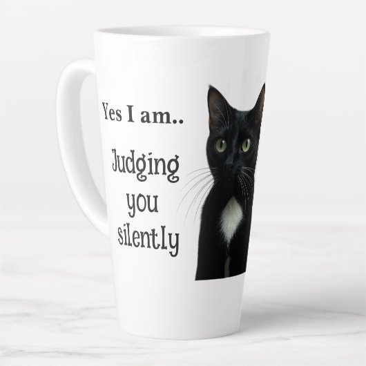 Funny Black Cat Keramik Tasse (Linke Ecke)