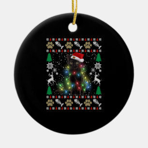 Funny Black Cat Kitten Ugly Weihnachts Sweater Fai Keramik Ornament