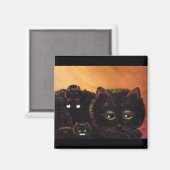 Funny Black Cat Kittens Creationarts Magnet (Vorderseite/Rückseite)