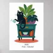 Funny Black Cat klopfen über Glas Poster (Vorne)