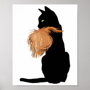 Funny Black Cat Lady Kamala mit Trump Hair Abstimm Poster