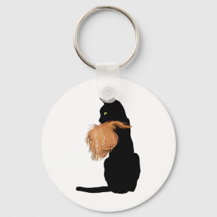 Funny Black Cat Lady Kamala mit Trump Hair Abstimm Schlüsselanhänger