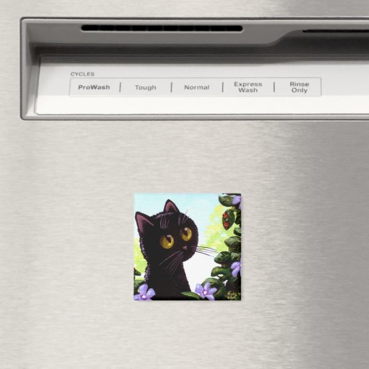 Funny Black Cat Ladybug Art Creationarts Magnet (In Situ (Geschirrspüler))