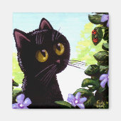 Funny Black Cat Ladybug Art Creationarts Magnet (Vorne)