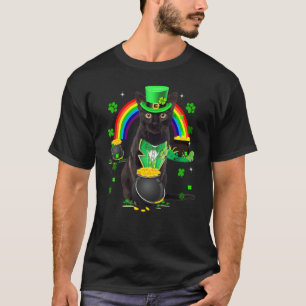Funny Black Cat Leprechaun Kleeblatt St. Patrick's T-Shirt