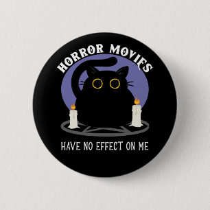 Funny Black Cat Lieben Horror Film Button