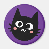 Funny Black Cat Lila Magnet (Vorne)