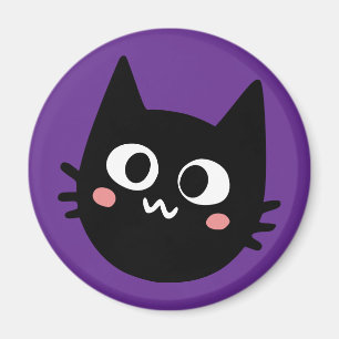 Funny Black Cat Lila Magnet