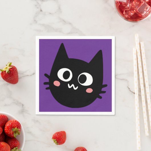 Funny Black Cat Lila Serviette (Beispiel)