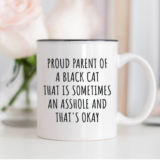 Funny Black Cat Lover Sprichwort Geschenk Besitzer Zweifarbige Tasse