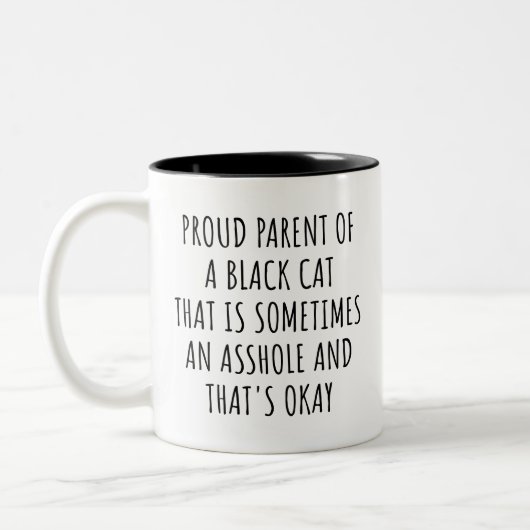 Funny Black Cat Lover Sprichwort Geschenk Besitzer Zweifarbige Tasse (Links)