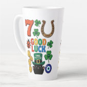 Funny Black Cat Lucky Charm  St. Patrick's day Milchtasse (Linke Ecke)