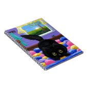 Funny Black Cat Maus Bed Creationarts Notizblock (Rechte Seite)
