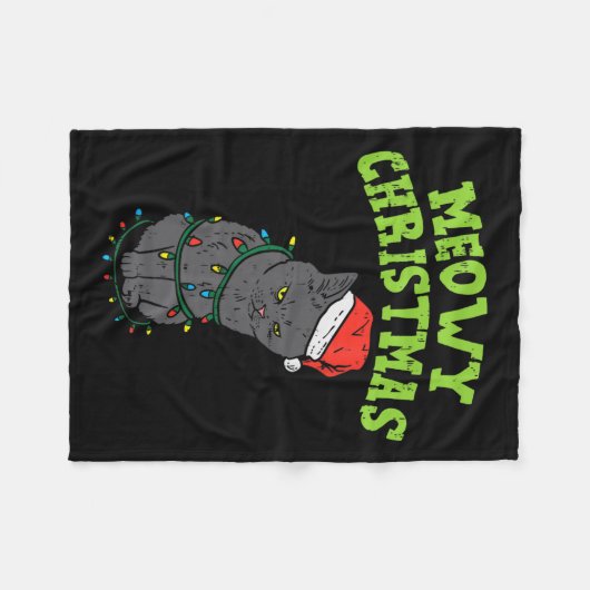 Funny Black Cat Meowy Weihnachten Funny Cat Men Bo Fleecedecke (Vorderseite (Horizontal))