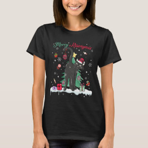 Funny Black Cat Merry Kissmy Weihnachtsmannmütze T T-Shirt