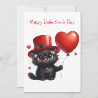 Funny Black Cat mit Balloons Valentinstag