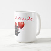 Funny Black Cat mit Balloons Valentinstag Kaffeetasse (VorderseiteRechts)