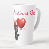 Funny Black Cat mit Balloons Valentinstag Milchtasse (Rechte Ecke)